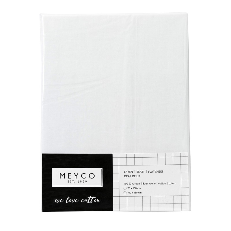 Meyco 413999 Bed Sheet Plain White 75 x 100 cm