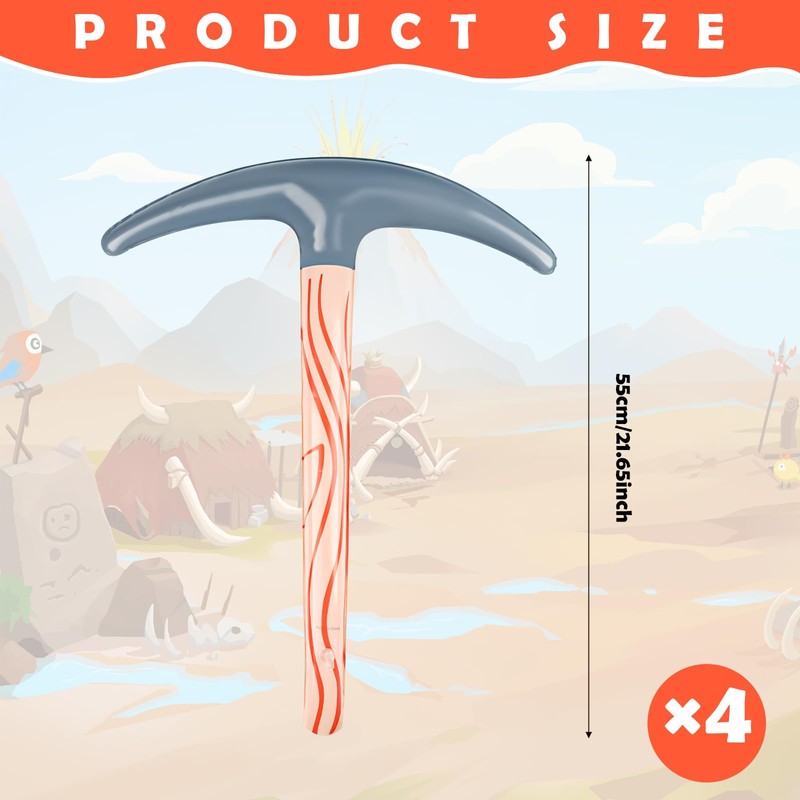 Inflatable Pickaxe Toy Decoration, Pack of 4 Simulation Pickaxe Model,