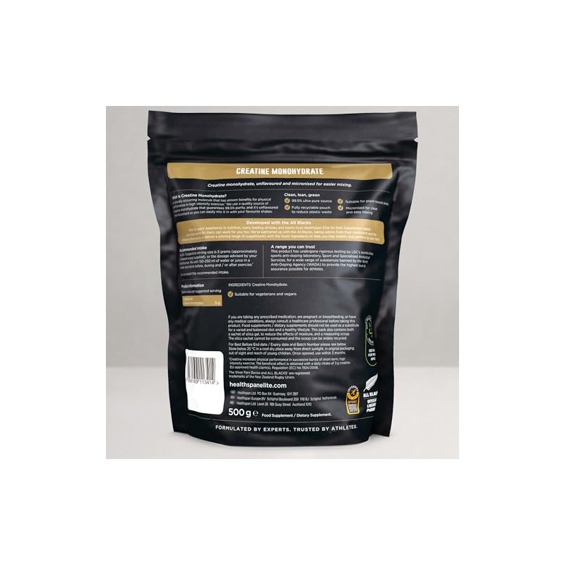 Healthspan Elite All Blacks Creatine Monohydrate (500g) | Increase Physical