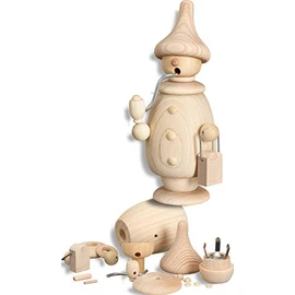 Seiffener Volkskunst Incense Smoker Figure 18 Piece Wooden Craft Set for DIY 7 x 8 x 17 cm Original Ore Mountains 20101 Incense Smoker