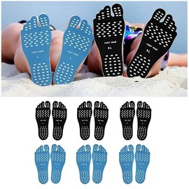 Beach Foot Pads, Adhesive Invisible Shoe Foot Sticker Waterproof Heatproof Insole for Men/Women (Black, L)
