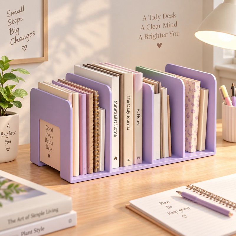 Multi Compartment Desktop Books Stand Organizer For Students Books And
