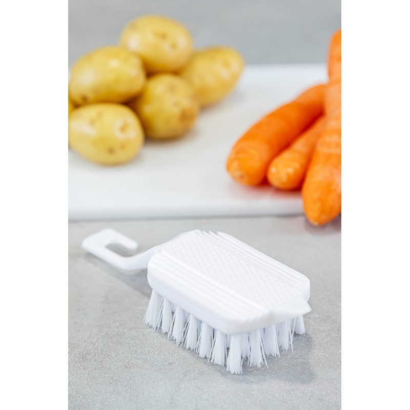 KitchenCraft Vegetable Brush, Plastic Vegetable Scrubber, Durable Bristles and Hook,