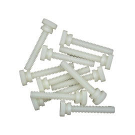 Nylon Thumb Screws with Shoulder, Knurled Head 1/4''-20 Thread - White 1 1/2'' (4 Pack)