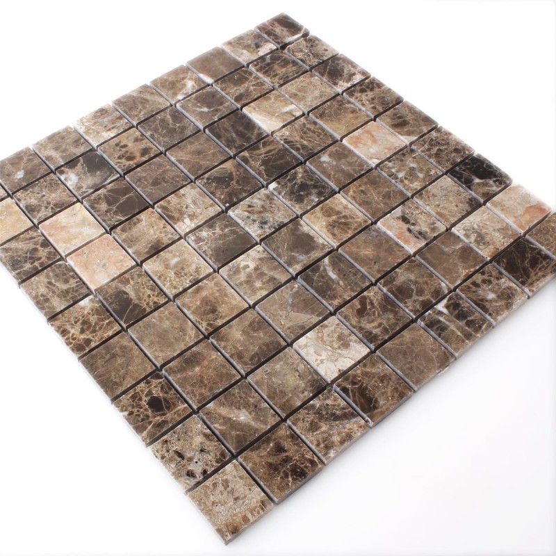 Pattern of Mosaic Tiles Marble Emprador Brown