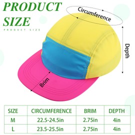 Cindeer 80s 90s Neon Hat Nylon Cap Retro Adjustable Cap for Women Men 80s Costumes Accessories 90s Theme Party(L,Neon Pink Brim)