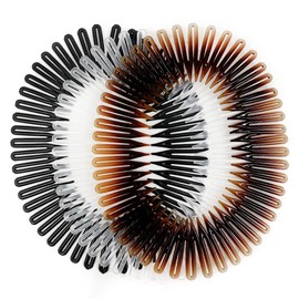 Scunci Effortless Beauty Stretch Hair Combs. Tortoise, Opaque White, and Black. 3 Packs