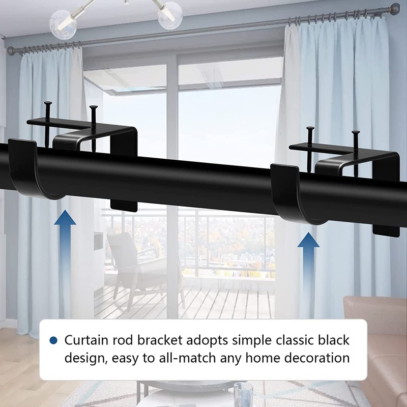 4 Pack Curtain Rod Bracket No Drill Curtain Rod Holder
