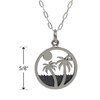 Sterling Silver Palm Trees on Island Cutout Charm Necklace, 18"