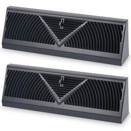 Yaocom 2 Pack Baseboard Register Vent 15 Inch Duct Opening Size Vent Covers for Home Floor Diffuser Wall Corner Baseboard Air Covers, Smooth Air Adjust Lever, Easy Install, Black