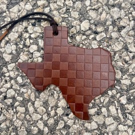 Air Flair | Leather Car Air Freshener | Texas Shape | Checkered (Warm Vanilla Leather)