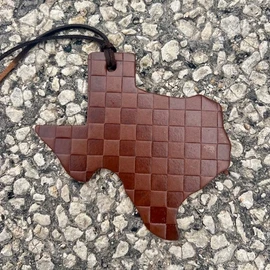 Air Flair | Leather Car Air Freshener | Texas Shape | Checkered (Warm Vanilla Leather)