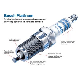 Bosch 6727 OE - Bujía de platino de alambre fino, paquete de 4
