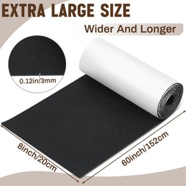 Fullhawl Large Felt Furniture Pads 60 x 8 x 0.12 Inch Non Slip Self Adhesive Heavy Duty Cuttable Strip Roll Felt Sheet Tape for Protecting Hardwood Floors Chair Wall