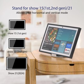 Premium Stand for Show 15 (1st, 2nd Gen), Show 21 With Swivel and Tilt Design,Aluminum Mount Stand And 360°Rotation & Tilt Suitable for Office and Kitchen(Silver)