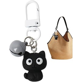 Stylish Cat Pendant Keychain - Black Kitten Charm Key Ring for Keys, Handbags, and Backpacks - 6x3 cm Keychain for Women - Cat-Themed Accessory for Bags, Couples Gift, Girls' Purse Charm