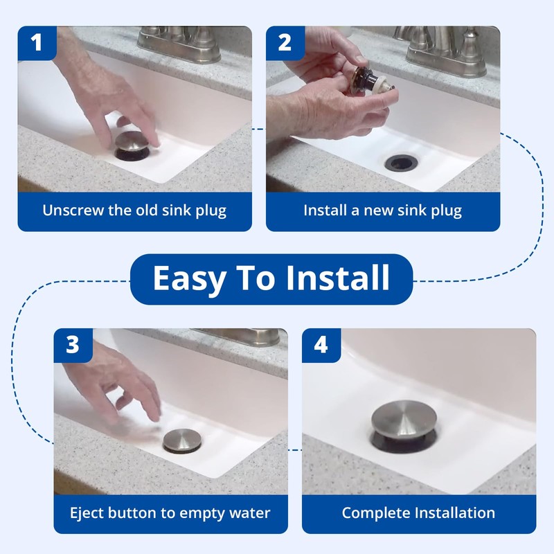LukeTarp Brushed Nickel 972-098J Bathroom Sink Push & Seal Pop