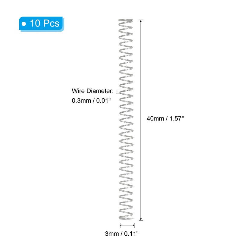PATIKIL Compression Spring, 0.3mm Wire Dia x 3mm OD x