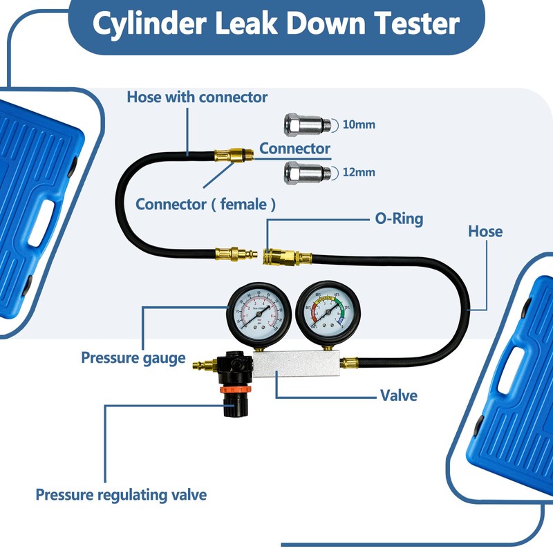 Handor Cylinder Leak Down Tester Kit Dual Pressure Gauges Engine