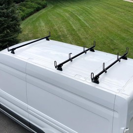 Vantech GFY Heavy Duty 3 Bar Ladder Roof Rack Compatible with: Ford Transit Cargo Van High Roof (Black)