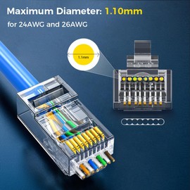 ZOERAX - Paquete de 200 conectores RJ45 Cat6 de paso a través de conectores modulares RJ45 para cable UTP sólido o trenzado