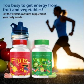 Unbranded 1 Set of 2 Pcs 90 Vegan Fruits and 90 Vegetable Capsules Superfood Vitamins