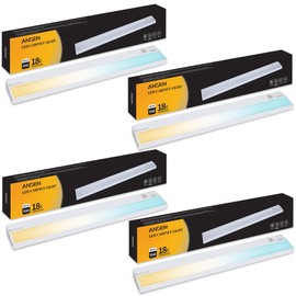 Ansen 4Packs of Under Cabinet Lighting Hardwired, 18in 15W Dimmable Led Light for Kitchen/Bar/Closet, CRI>92, R9>90, 3 Color Temperature, 3000K/4000K/5000K(Warm White, Cool White, Daylight)