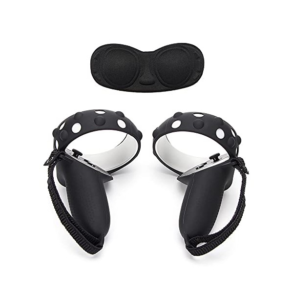 VR Controller Grips Cover with Anti-Throw Knuckle Strap + Lens