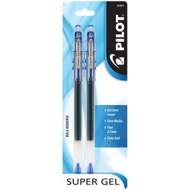 Pilot Bolígrafo Super Gel, Punto Fino (0.7 Mm.), Tinta De Gel Color Azul, Blíster Con 2 Piezas
