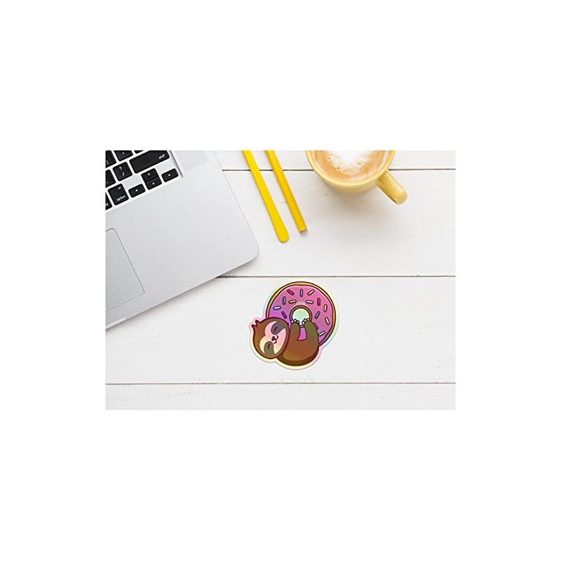 Holographic Sloth Hanging on Donut Unique Sticker Cool Decal Humor