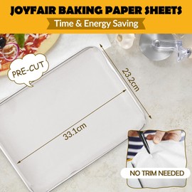 Baking Paper, Joyfair 200Pcs Precut Parchment Paper, Greaseproof Baking Paper/Large Baking Paper Sheet Ieal for Baking Steaming Cooking Grilling, Waterproof & Oilproof, Non-Stick & Oven Safe, 33x23cm