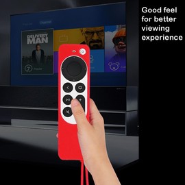 Remote Cover Case for Apple TV 4K Siri Remote 3rd Gen 2022/ 2nd Gen 2021, Anti Slip Shockproof Remote Cover Case with Lanyard for Apple TV 4K / HD Siri Remote Controller - Red
