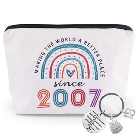 18th Birthday Gifts Cosmetic Bags for Girls, 18th Cosmetic Pencil Bags for Teen Girls, Wallet Travel Cosmetic Bag Toiletry Bag for Classmate Best Friends Bestie Sister Daughter (2007)