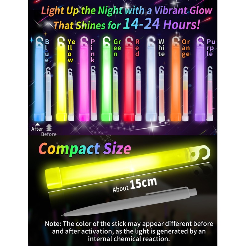 Orerered Glow Sticks 15 Pack Light Sticks Party Packs with