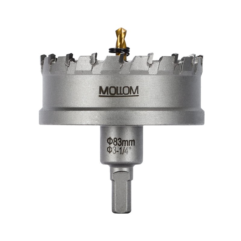 Mollom (3-1/4''|83mm) Heavy Duty Carbide Hole Saw with 2 Pilot