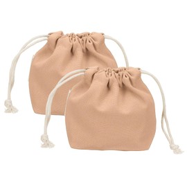 uxcell 2 Pcs Drawstring Makeup Bag, 4.7" Canvas Cosmetic Bag Women's Make Up Bags Toiletry Organizer Pouch for Travel Toiletries Accessories, Dark Pink