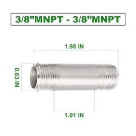 TAISHER 4PCS Stainless Steel Pipe Fittings, 3/8" NPT x 3/8" NPT Male Threaded, 2" Length Nipple Cast Pipe