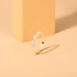 Mameloly Wedding Bands for Women Gold Dainty Stackable CZ Cubic Zirconia Engagement Rings for Her Size 10.5