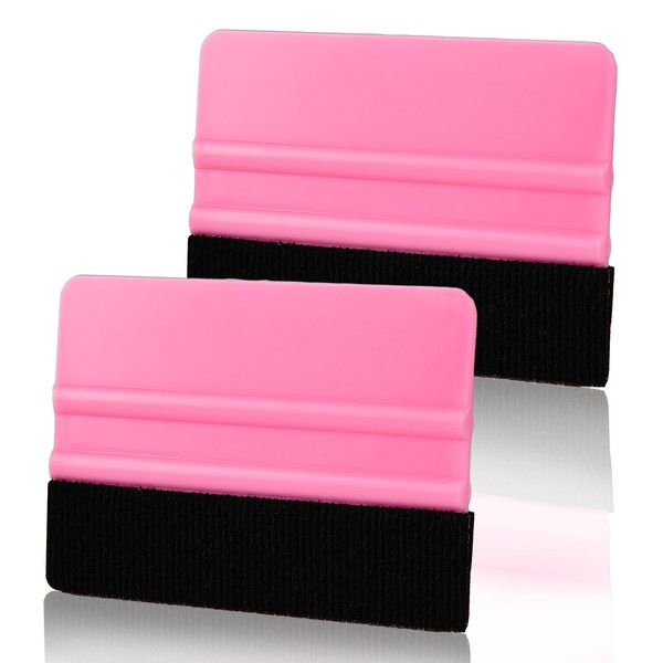 Mabor Vinyl Squeegee Tool 2Pcs Pink Plastic Felt Squeegee for Vinyl Scraper for Craft Car Wrap Decal Window Tint Film Squeegee for Wallpaper Vinyl Wrap Tools
