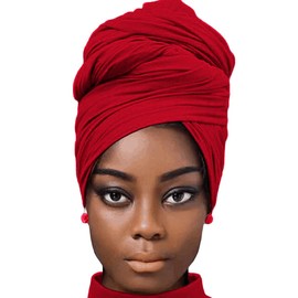 African Scarfs for Women Head Wraps Stretch Turban Jersey for High Ponytails Bun Styles Headbands Wine Red