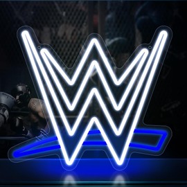 Wrestling Neon Sign, LED Wrestling Neon Sign for Wall and Room Decor, USB Night Light for Game Bedroom Birthday Competition Party Gifts (Blue White)