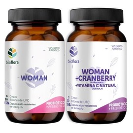 Probioticos Bioflora Pack Balance Femme, 30 Cápsulas Woman, 65 Cápsulas Woman Cranberry, Ácido Resistntes, Contiene 6 diferentes cepas de Probióticos 