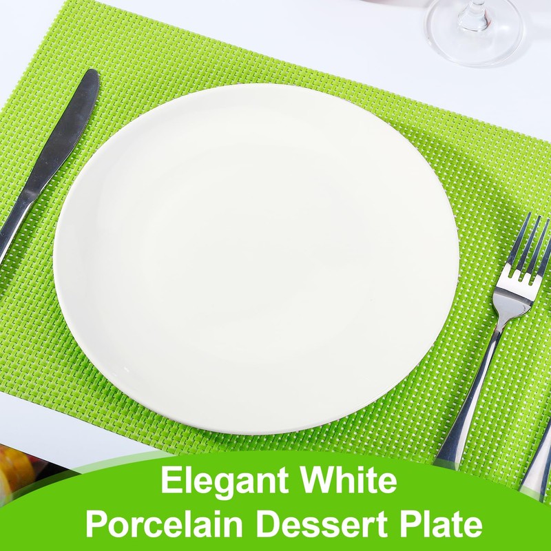 PLMMOUT 6 PCS White Dessert Plates, 6 Inch Ceramic Salad