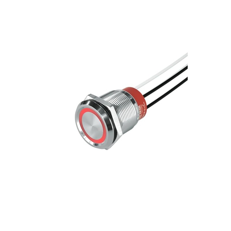 HBAN 22mm Momentary Stainless Steel Flat Round Pre-Wired Head Push