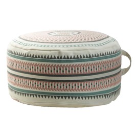 MOCOFO Round Unpadded Zipped Bean Bag Cover 45x45x20cm Canvas Storage Ottoman Footrest Pastel Colours Living Room Bedroom
