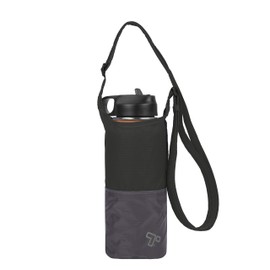 Travelon Unisex Packable Water Bottle Tote Sling Tote Bag, black/grey