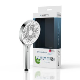 SCHÜTTE Samoa Rain Hand Shower, Velvet Jet Technology, Shower Head with Over 300 Nozzles, 3 Adjustable Jet Types, Anti-limescale Shower Head for the Shower, White