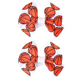 Basketball Hair Bows for Girls Bow Hair Clip for Women Bowknot Hair Accessories for Teenagers Hair Barrettes for Kids Basketball Cheer Bow Hair Ribbons for Teens Basketball Hair Clips for Girl 2Pcs