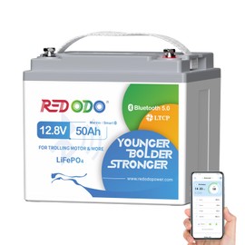 Redodo Bluetooth 12V 50Ah LiFePO4 Battery Bulit in BMS, Low-Temp Protection, 10 Years Lifetime, Lightweight & Portable Lithium Battery Perfect for RV, Solar, Boat Marine and Trolling motor Camping