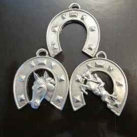 Horseshoe Pewter Ornaments Set of 3
